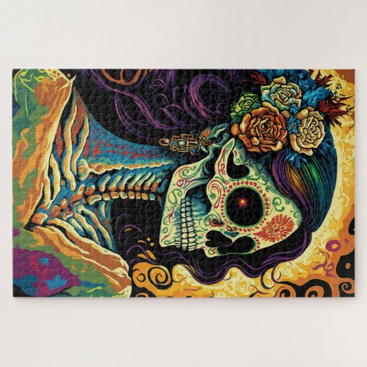 La Catrina Day of the Dead Mexican Skeleton Art Legpuzzel (Horizontaal)