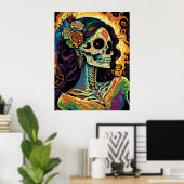 La Catrina Day of the Dead Mexican Skeleton Art  Poster (Thuiskantoor)