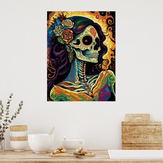 La Catrina Day of the Dead Mexican Skeleton Art  Poster (Keuken)