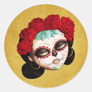 La Catrina - Dia de los Muertos Meisje Ronde Sticker