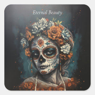 La Catrina Eeuwige Geest Dia de los Muertos Vierkante Sticker