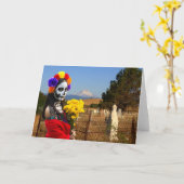 La Catrina Feest Uitnodiging. Kaart (Gele Bloem)
