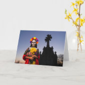 La Catrina Feest Uitnodiging. Kaart (Gele Bloem)