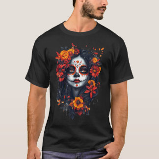 La Catrina Floral Sugar Skull - Dag Mexicaanse Sku T-shirt