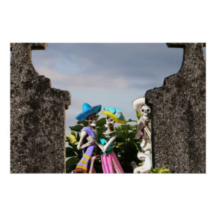 La Catrina op de begraafplaats met Halloween Perfect Poster