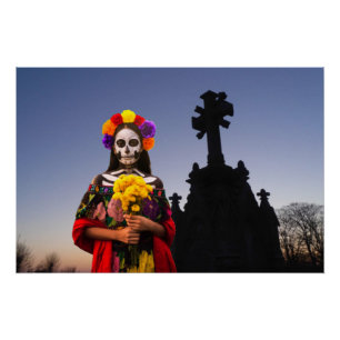 La Catrina op de begraafplaats met Halloween Perfect Poster