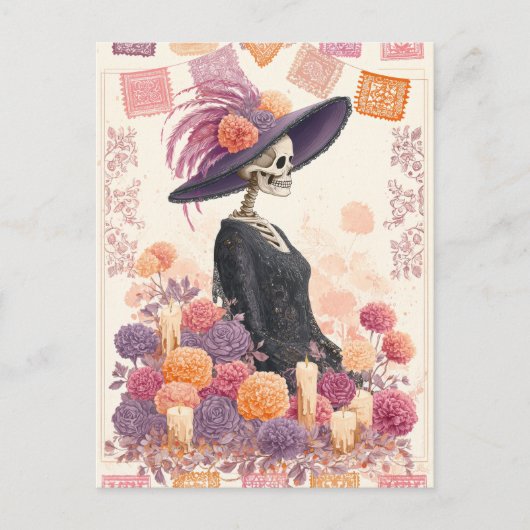 La Catrina Skeleton Lady Dag van de Doden Briefkaart (Voorkant)