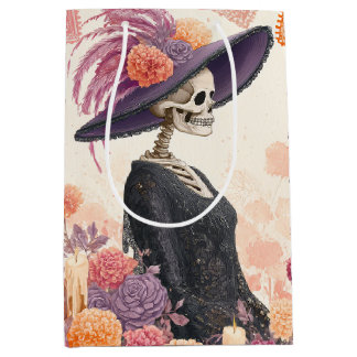 La Catrina Skeleton Lady Dag van de Doden Decoupag Medium Cadeauzakje