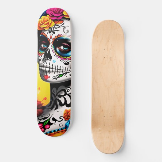 La Catrina Sugar Skull Wall Art Persoonlijk Skateboard (Voorkant)