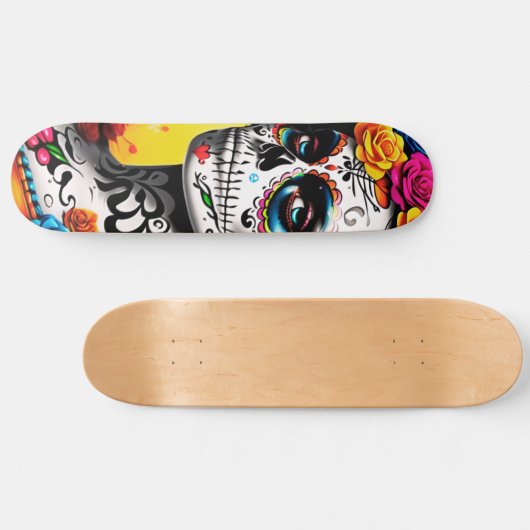 La Catrina Sugar Skull Wall Art Persoonlijk Skateboard (Horizontaal)
