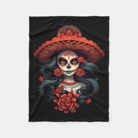 La Catrina Suiker Schedel Dag Van Overheidsagentsc Fleece Deken (Voorkant)