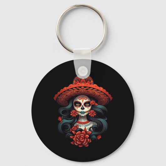 La Catrina Suiker Schedel Dag Van Overheidsagentsc Sleutelhanger (Voorkant)