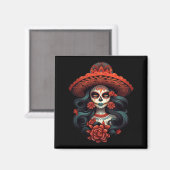 La Catrina Suiker Schedel Dag Van Overheidsinstant Magneet (Voorkant / Achterkant)