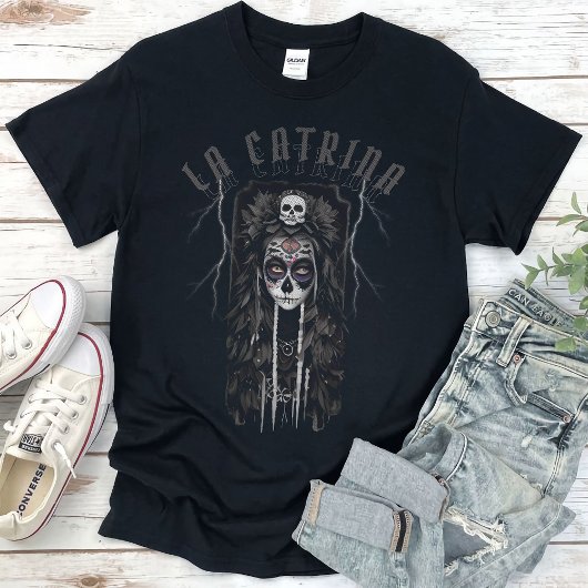 La Catrina van de dag van de Dode Los Muertos Goth T-shirt