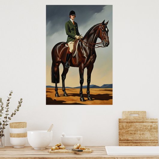 LA CAVALIÈRE (De Paardenvrouw) - Originele Art Dec Poster (Keuken)