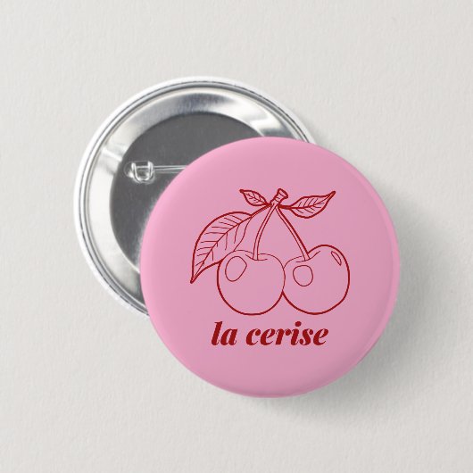 La cerise pin ronde button 5,7 cm (Voorkant /achterkant)