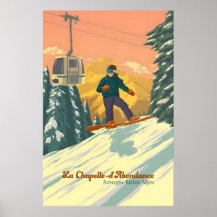 La Chapelle d'Abondance Snowboarden Reisposter Poster