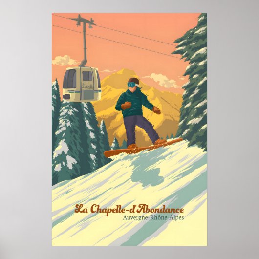 La Chapelle d'Abondance Snowboarden Reisposter Poster (Voorkant)