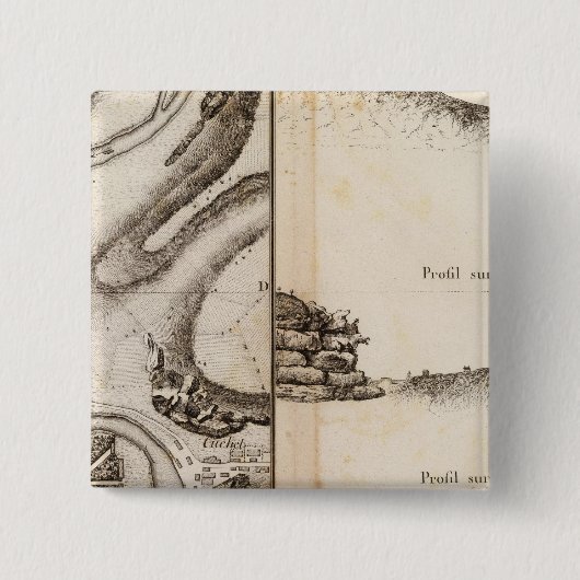 La Charente Atlas Map Vierkante Button 5,1 Cm (Voorkant)