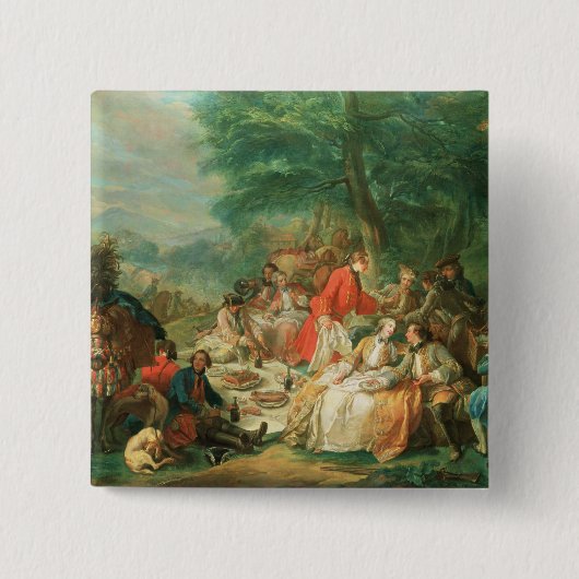 La Chasse, 18e eeuw Vierkante Button 5,1 Cm (Voorkant)