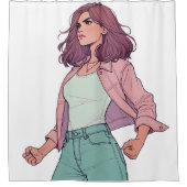 "LA CHICA BRAVA" SHOWER CURTAIN - "DEFIANT" DOUCHEGORDIJN (Voorkant)