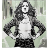 "LA CHICA BRAVA" SHOWER CURTAIN - FIERCE DOUCHEGORDIJN (Voorkant)