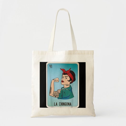 La Chingona Mexican Slang Chicano Bingo Kaarten Tote Bag (Voorkant)