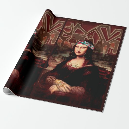 La Chola Mona Lisa Mexicaans Cadeaupapier (Uitgerold)