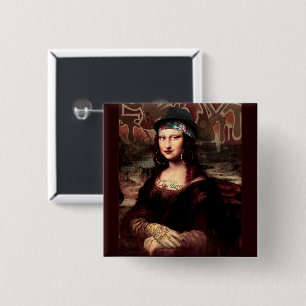 La Chola Mona Lisa Mexicaans Vierkante Button 5,1 Cm