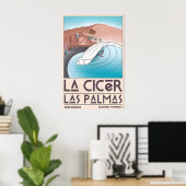 La Cicer Surfing Print Retro Strand Scene (Las (Thuiskantoor)