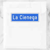 La Cienega Boulevard, Los Angeles, CA Street Sign Rechthoekige Sticker (Tas)