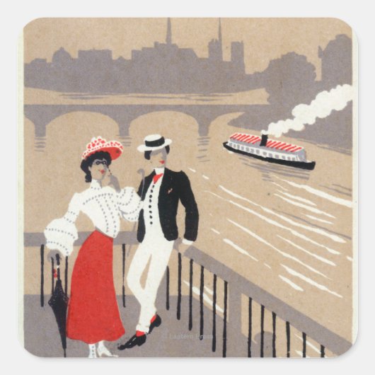 La Cite Art Deco Scene Vierkante Sticker (Voorkant)