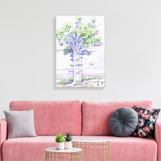 La citta' albero canvas afdruk (Insitu (Woonkamer))