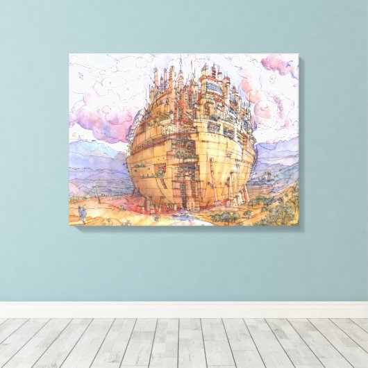 La citta' sferica canvas afdruk (Insitu (Houten vloer))