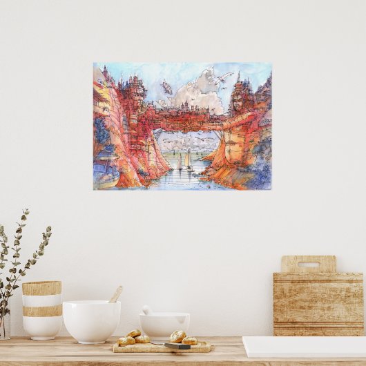 La citta' sul fiume poster (Keuken)