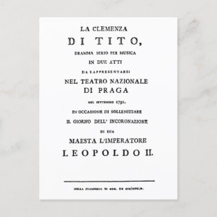 La Clemenza di Tito Libretto titelpagina Briefkaart