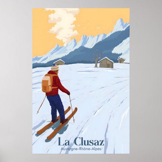 La Clusaz Skigebied Reisposter Poster (Voorkant)