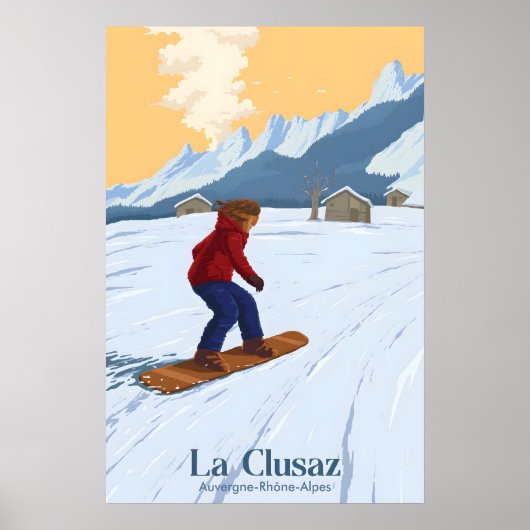 La Clusaz Sneeuwboarden Reisposter Poster (Voorkant)
