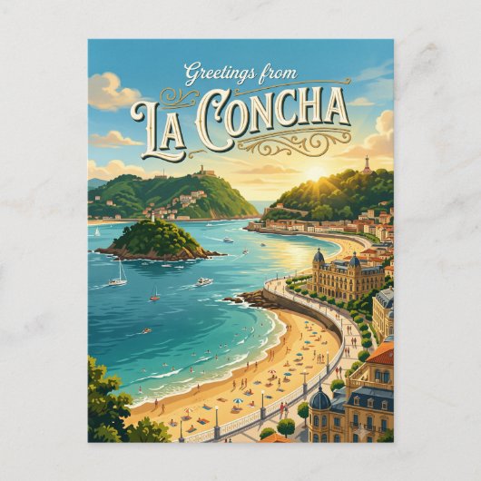 La Concha-strand Spanje Briefkaart (Voorkant)