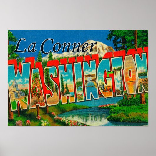 La Conner, Washington - Grote Letter-scènes Poster (Voorkant)