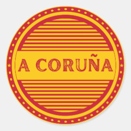La Coruña City Pride Embleem – Spaanse identiteit Ronde Sticker