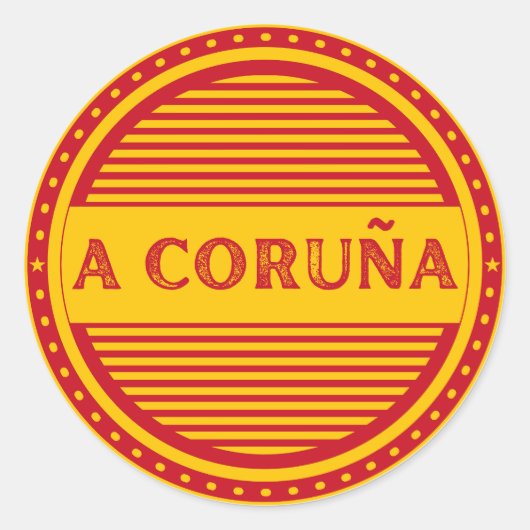 La Coruña City Pride Embleem – Spaanse identiteit Ronde Sticker (Voorkant)