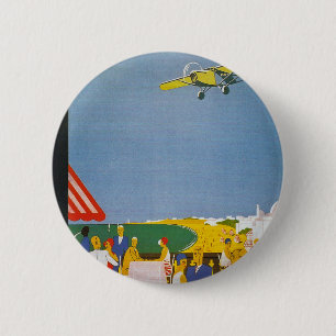 La Cote Basque Par Avion Ronde Button 5,7 Cm