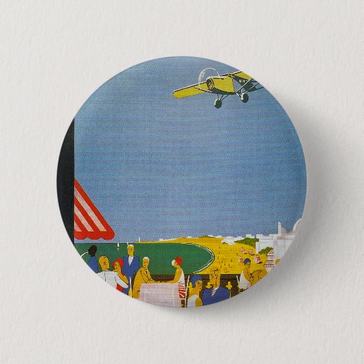 La Cote Basque Par Avion Ronde Button 5,7 Cm (Voorkant)