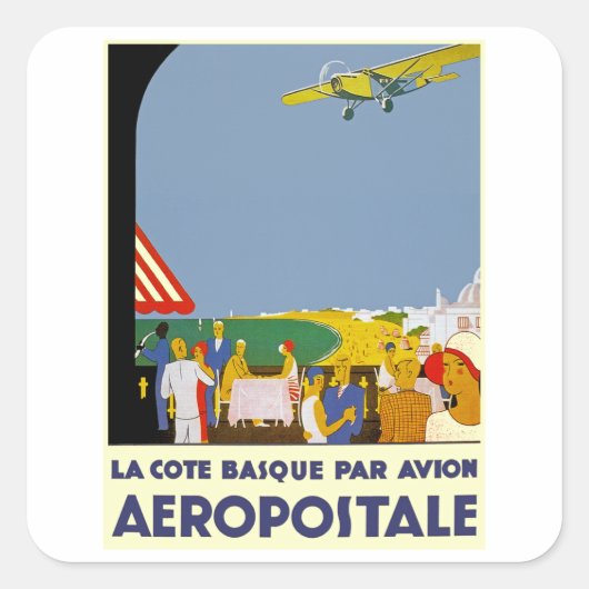 La Cote Basque Par Avion Vierkante Sticker (Voorkant)