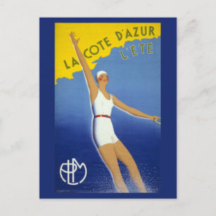 La Cote d'Azur l'ete Vintage Poster teruggezet Briefkaart