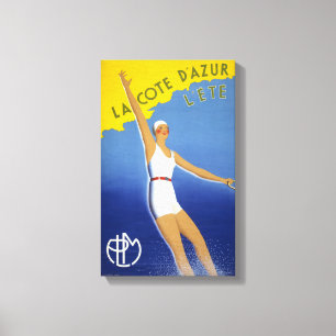 La Cote d'Azur l'ete Vintage Poster teruggezet Canvas Afdruk