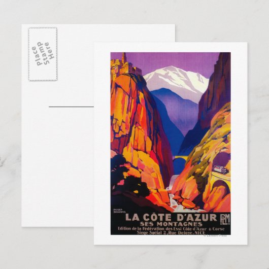 La Cote D'Azur  posterEuropa Briefkaart (Voorkant / Achterkant)