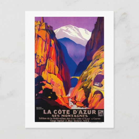 La Cote D'Azur  posterEuropa Briefkaart (Voorkant)
