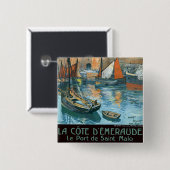 La Côte d'Émeraude Vierkante Button 5,1 Cm (Voorkant /achterkant)